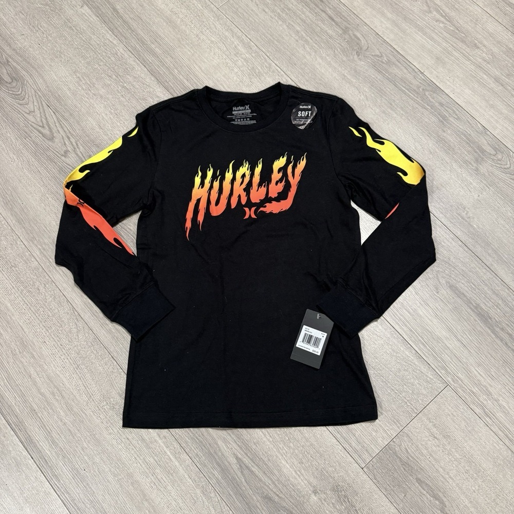 NWT HURLEY UNISEX MATCH STIX FIRE GRAPHIC LONG-SLEEVE TEE SZ M New
